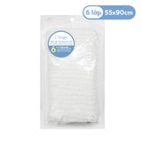  L'ANGE - KHĂN LAU VẢI BÔNG 6 LỚP TRẮNG 55X90 