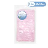  L'ANGE - KHĂN LAU VẢI BÔNG 6 LỚP HỒNG 55X90 
