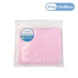  L'ANGE - KHĂN TẮM VẢI BÔNG 6 LỚP HỒNG 70X95 