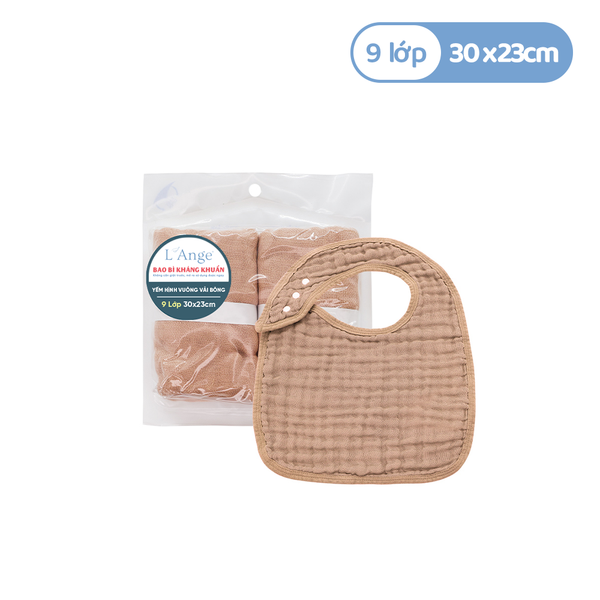  L'ANGE YẾM HÌNH VUÔNG VẢI BÔNG 9 LỚP 30x23cm - MÀU NÂU (SET 2 CÁI) 