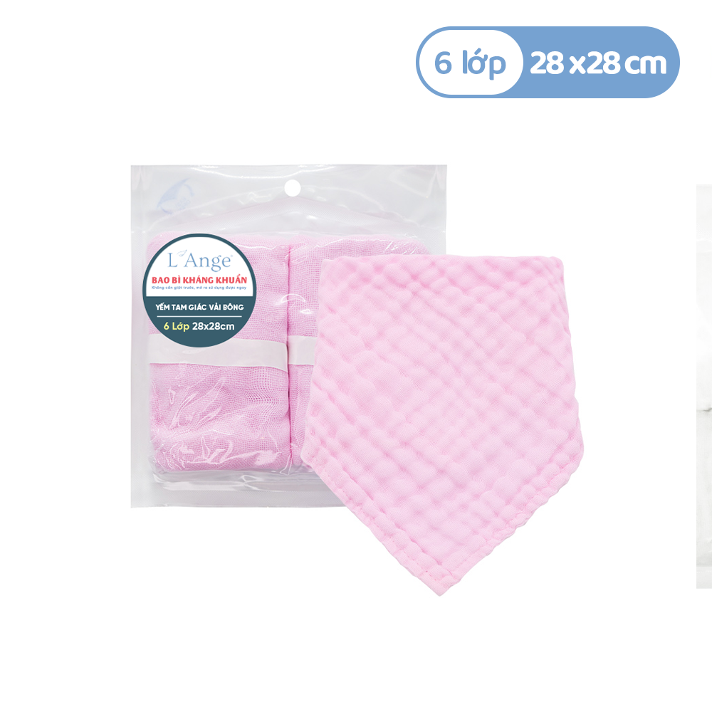  L'ANGE YẾM TAM GIÁC VẢI BÔNG 6 LỚP 28x28cm - MÀU HỒNG (SET 2 CÁI) 