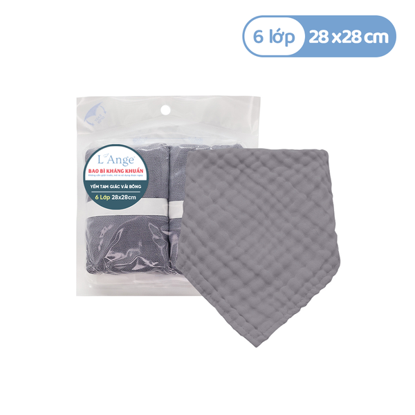  L'ANGE YẾM TAM GIÁC VẢI BÔNG 6 LỚP 28x28cm - MÀU XÁM (SET 2 CÁI) 