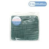  L'ANGE KHĂN TẮM VẢI BÔNG CÓ NÓN 6 LỚP XANH LÁ 80X80 