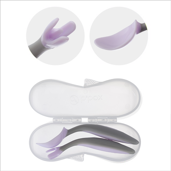  B.BOX BỘ MUỖNG NĨA NGỘ NGHĨNH CHO BÉ TẬP ĂN DẶM - TÍM PASTEL (KÈM HỘP ĐỰNG TIỆN LỢI) 