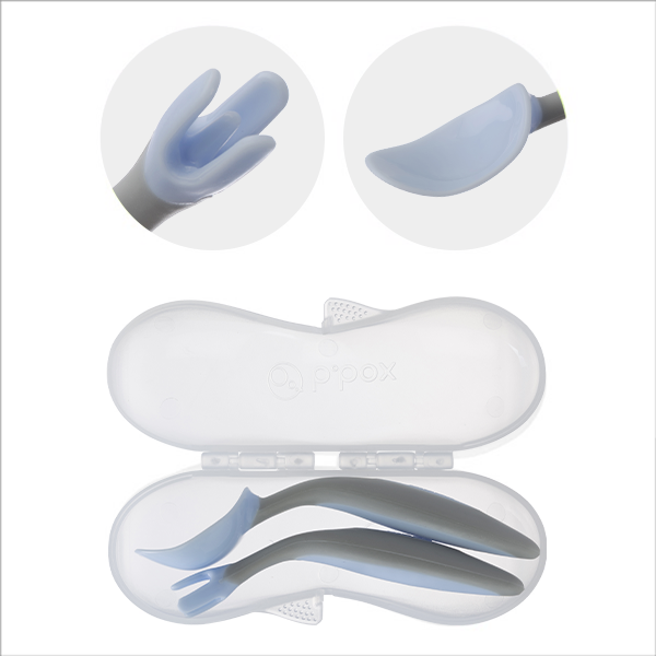  B.BOX BỘ MUỖNG NĨA NGỘ NGHĨNH CHO BÉ TẬP ĂN DẶM - XANH NGỌC PASTEL (KÈM HỘP ĐỰNG TIỆN LỢI) 