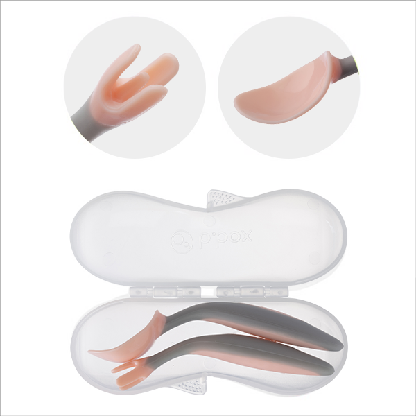  B.BOX BỘ MUỖNG NĨA NGỘ NGHĨNH CHO BÉ TẬP ĂN DẶM - CAM PASTEL (KÈM HỘP ĐỰNG TIỆN LỢI) 