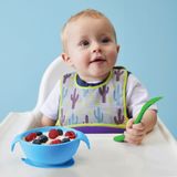  B.BOX BỘ CHÉN CHỐNG TRƠN VÀ MUỖNG CHO BÉ TẬP ĂN DẶM - MÀU XANH 