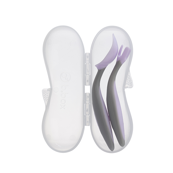  B.BOX BỘ MUỖNG NĨA NGỘ NGHĨNH CHO BÉ TẬP ĂN DẶM - TÍM PASTEL (KÈM HỘP ĐỰNG TIỆN LỢI) 