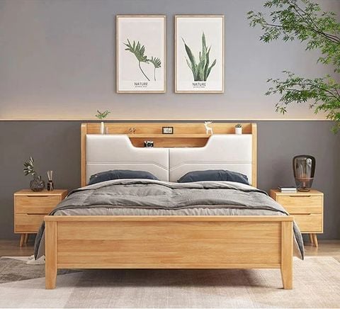 Giường ngủ ALIGN-1023 (Gồm ốp nệm đầu giường) gỗ tự nhiên