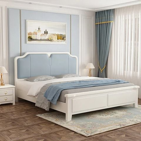 Giường ngủ ALIGN-1044 (Gồm ốp nệm đầu giường) gỗ tự nhiên, sản phẩm sơn