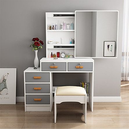 Bàn trang điểm hiện đại ALIBTD-1093 (Gồm gương trượt và ghế)