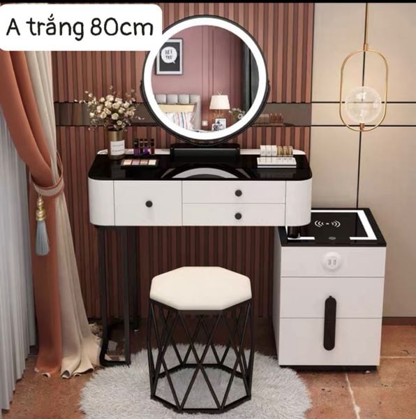 Bàn trang điểm nhập khẩu ALIBTDNK-19 (Gồm gương đèn led và ghế)