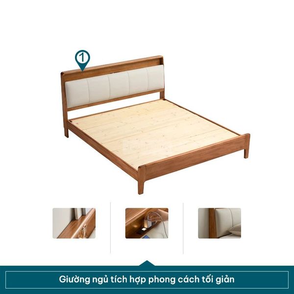 Giường ngủ gỗ tự nhiên ALIGT - 1201
