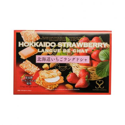 NS_Bánh qui nhân kem dâu tây hạnh nhân -HOKKAIDO ICHIGO LANGUE DE CHAT (COOKIE)(1 thùng 48