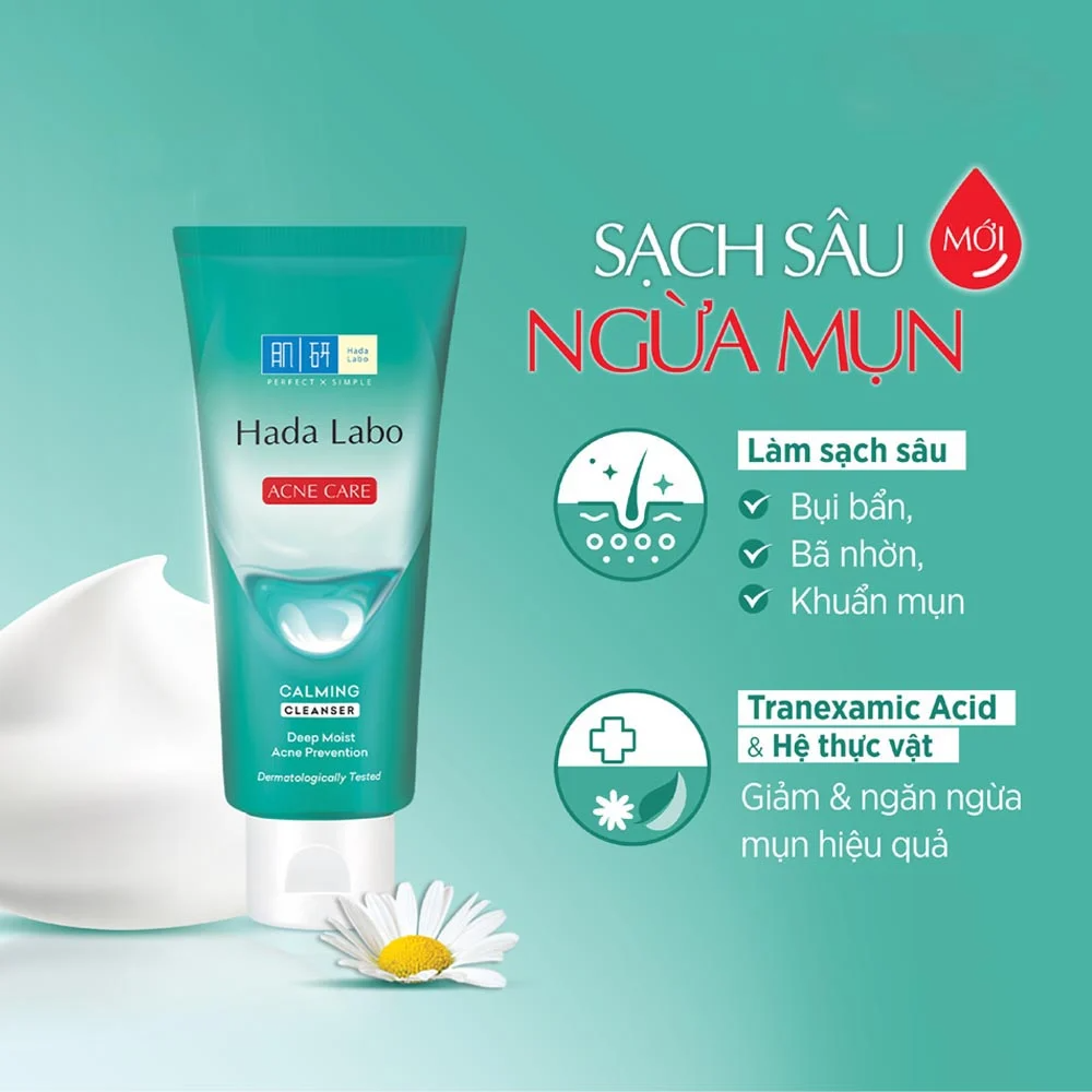  Hadalabo Sữa rửa mặt Acne Care Calming Cleanser 80g 