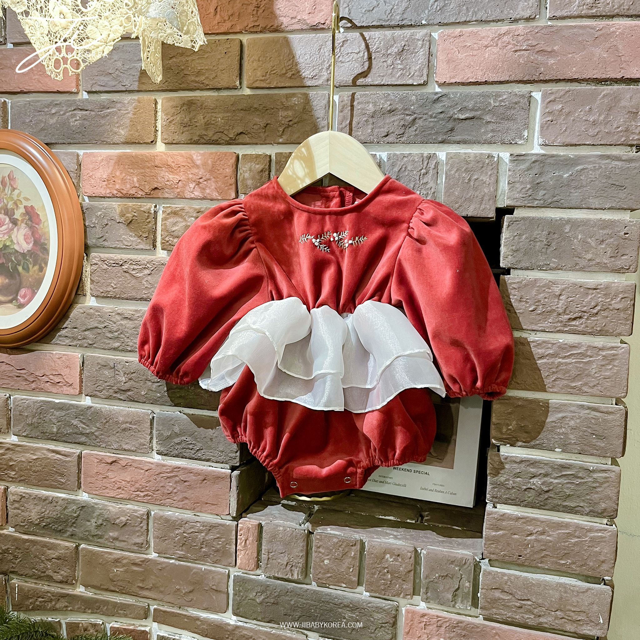  Bộ Đồ Liền Thân Noel Cho Bé Sơ Sinh - Màu Đỏ, Cotton An Toàn JI BABYKOREA 