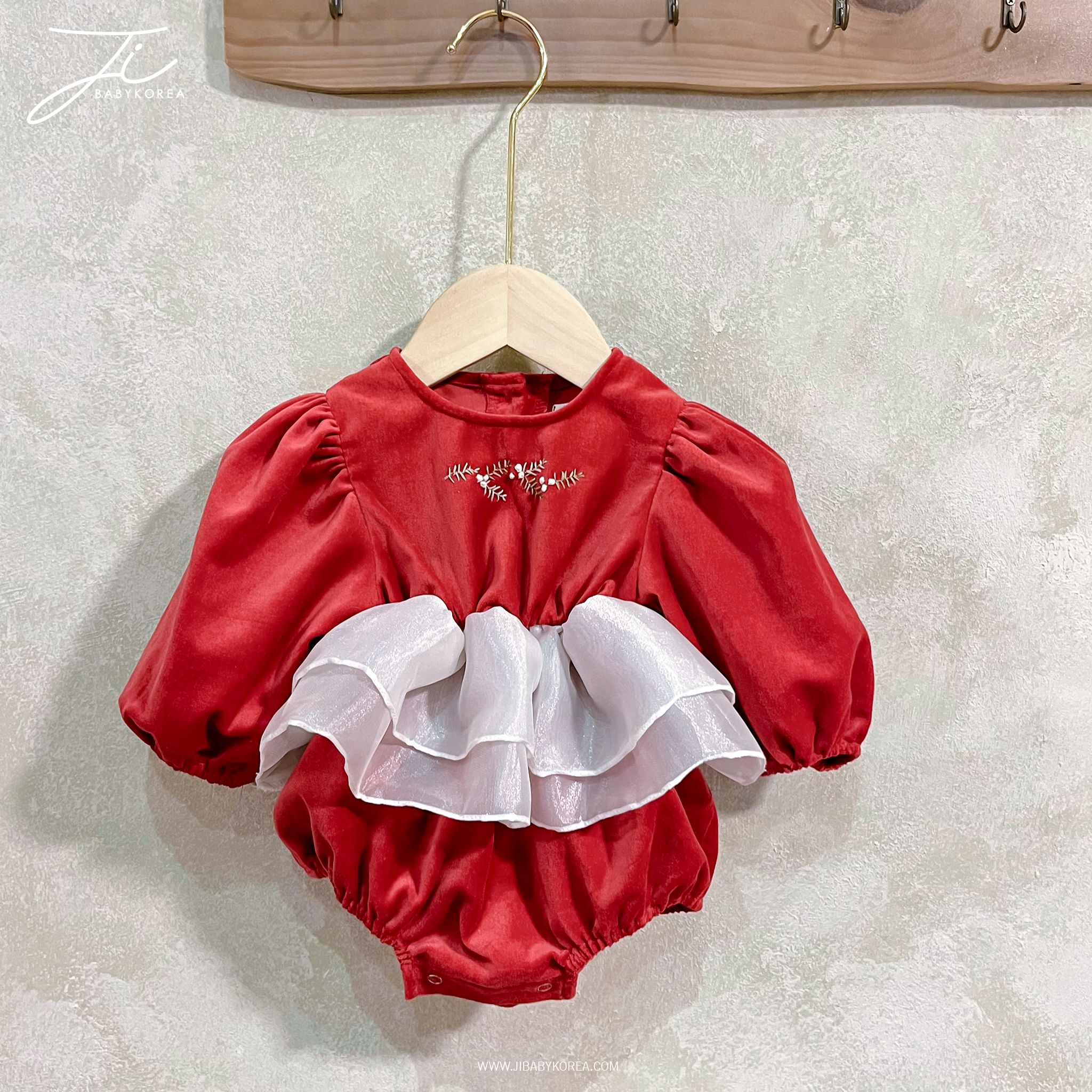  Bộ Đồ Liền Thân Noel Cho Bé Sơ Sinh - Màu Đỏ, Cotton An Toàn JI BABYKOREA 