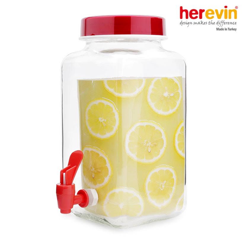  Hủ thủy tinh herevin vuông có vòi 3lít 