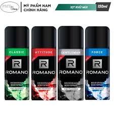  Xịt khử mùi toàn thân romano 150ml 