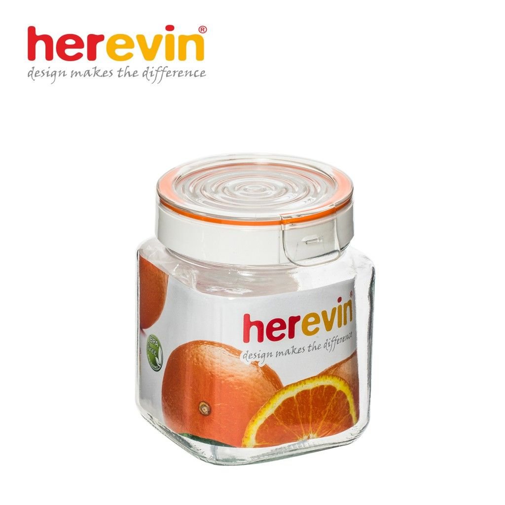 Hủ thủy tinh herevin vuông nắp cài 1L 