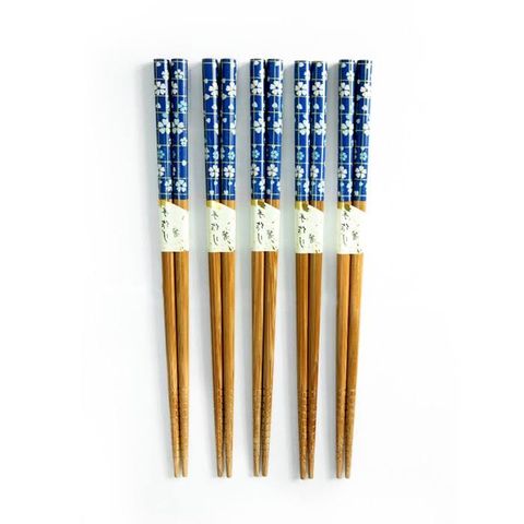  Bộ 5 đôi đũa hoa xanh Nhật 