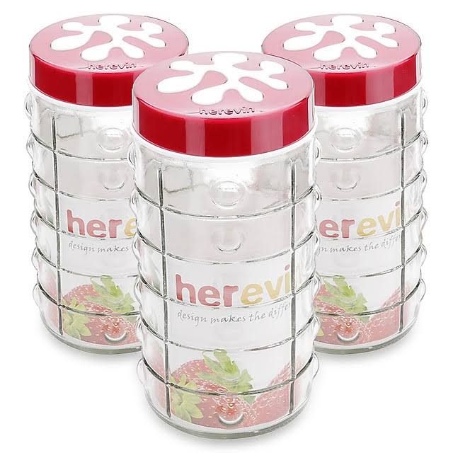  Hủ thủy tinh herevin tròn sọc nắp decor 2L 