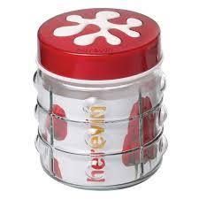  Hủ thủy tinh herevin tròn sọc nắp decor 1L 