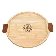  Khay tròn gỗ tay cầm 22261 