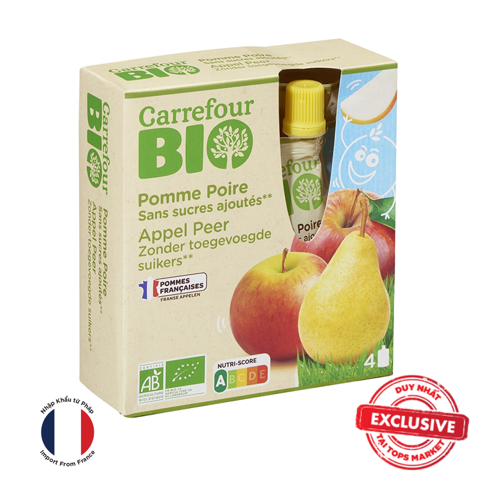  CARREFOUR TÁO VÀ LÊ XAY NHUYỄN HỮU CƠ BIO 4X90G 