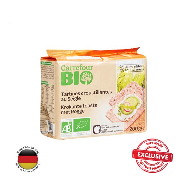  CARREFOUR BÁNH LÚA MẠCH ĐEN GIÒN TAN HỮU CƠ BIO 200G 