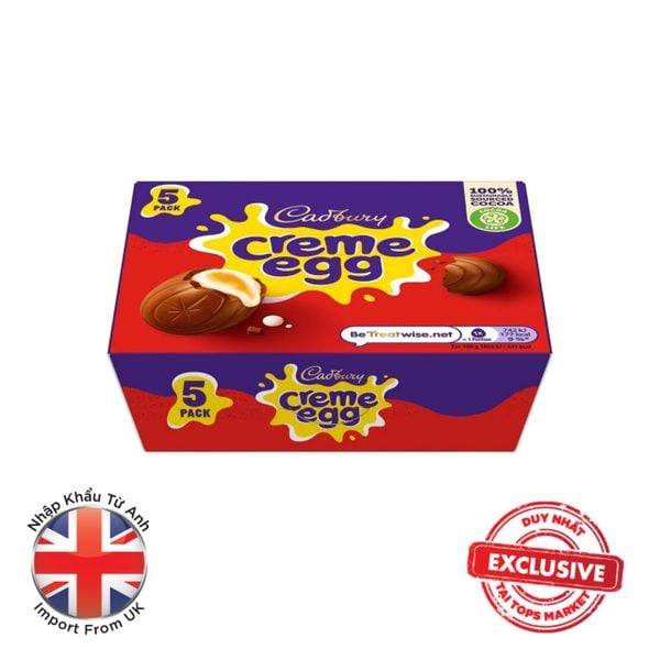  HỘP KẸO SOCOLA CADBURY HÌNH QUẢ TRỨNG NHÂN KEM 5x40G 