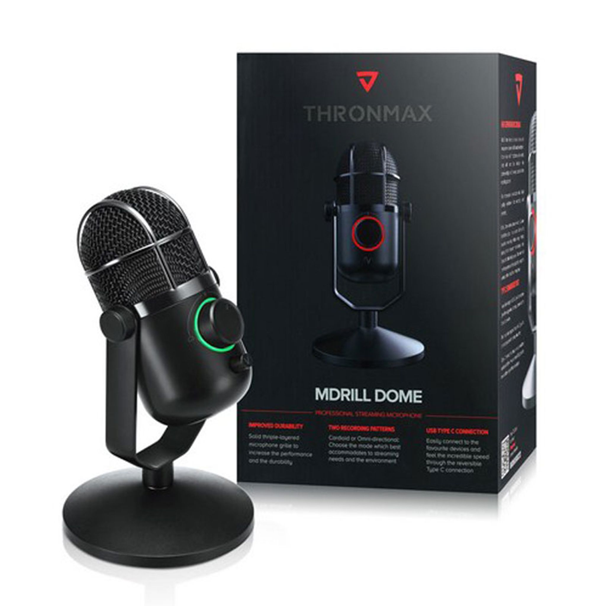  Microphone Thronmax Mdrill Dome M3 Plus Jet Black 