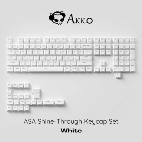 AKKO ASA Shine-Through Keycap set – White (Xuyên LED / ASA profile / 131 nút) 