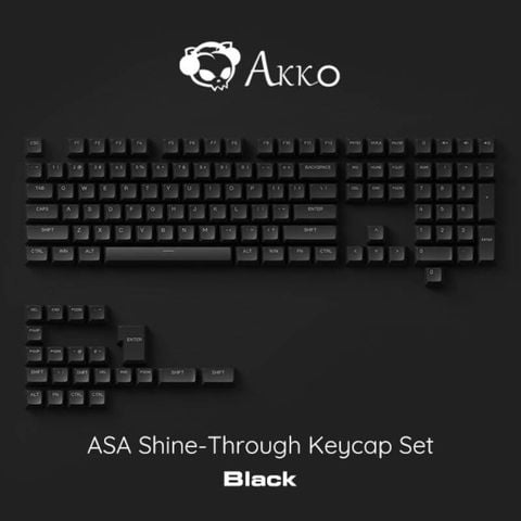  AKKO ASA Shine-Through Keycap set – Black (Xuyên LED - ASA profile - 131 nút) 
