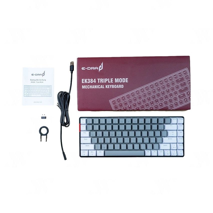  Bàn phím EDRA Chơi game EK384 3 Mode Alpha (RGB, Bluetooth, 2.4Ghz) 
