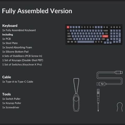  Bàn phím cơ không dây Keychron K4 Pro (QMK/VIA/PBT Double- Shot/Layout 96%) 