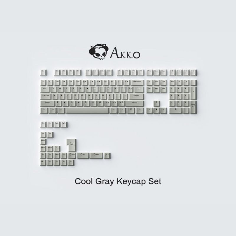  AKKO Keycap set – Cool Gray (PBT Double-Shot / Cherry profile / 132 nút) 