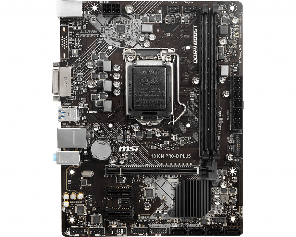 Mainboard MSI H310M PRO-D PLUS (Intel H310, Socket 1151, m-ATX, 2 khe RAM DDR4)