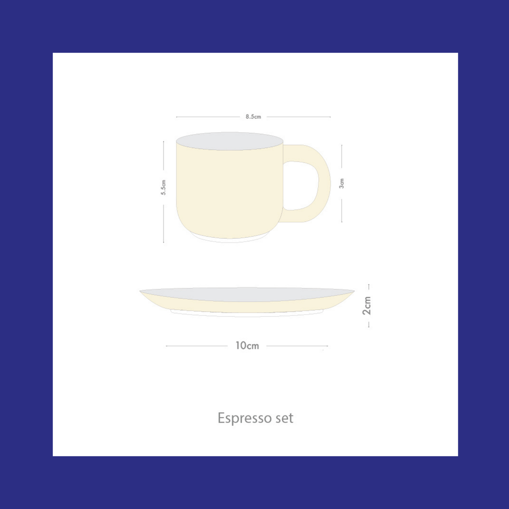 Bộ ly cà phê espresso gốm thủ công hoạ tiết hiện đại Pipa-D1