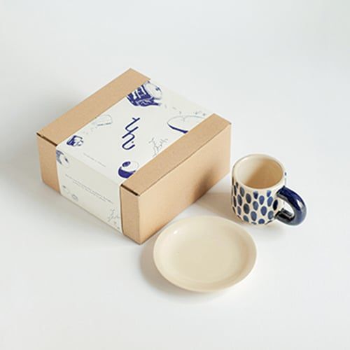 Bộ ly cà phê espresso gốm thủ công hoạ tiết hiện đại Ythanh