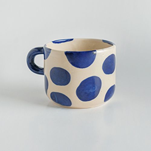 Ly gốm thủ công dung tích 380ml hoạ tiết hoa mẫu đơn hoạ tiết hiện đại Polka