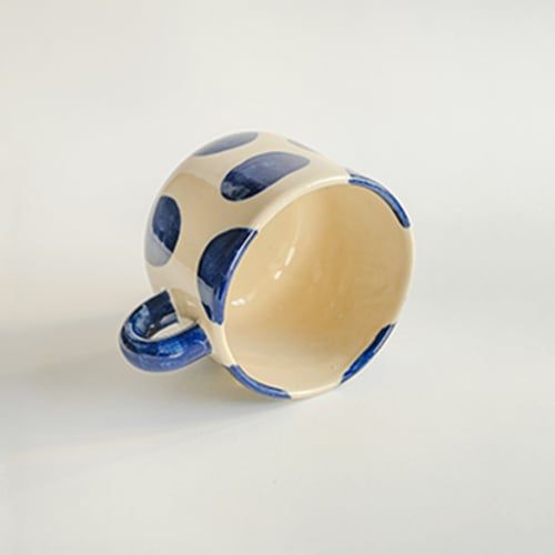 Ly gốm thủ công dung tích 380ml hoạ tiết hoa mẫu đơn hoạ tiết hiện đại Polka