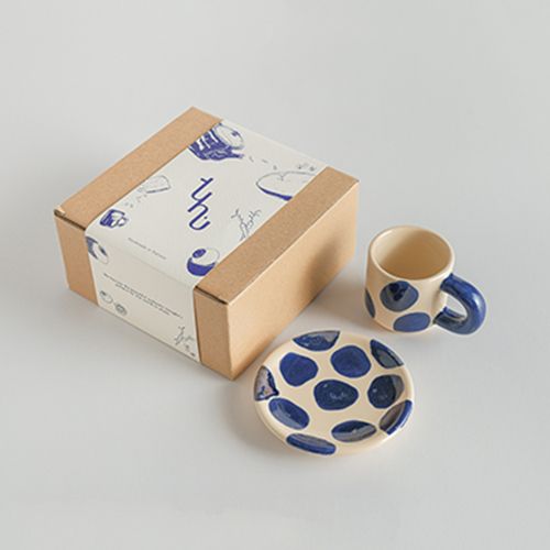  Bộ ly cà phê espresso gốm thủ công hoạ tiết hiện đại Polka 