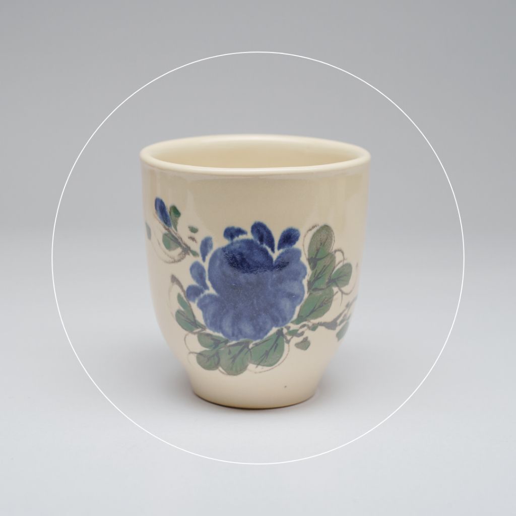 Ly gốm thủ công dung tích 280ml hoạ tiết hoa mẫu đơn 