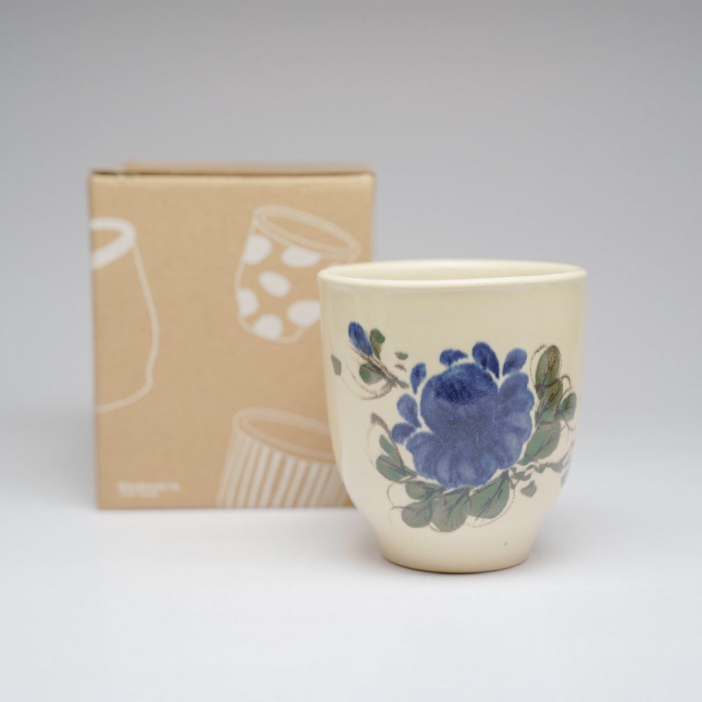 Ly gốm thủ công dung tích 280ml hoạ tiết hoa mẫu đơn 