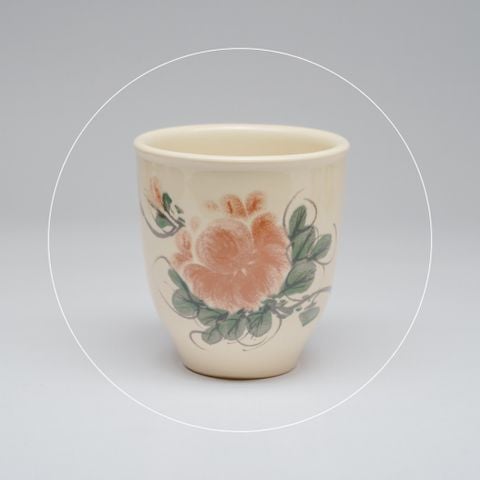  Ly gốm thủ công dung tích 280ml hoạ tiết hoa mẫu đơn 