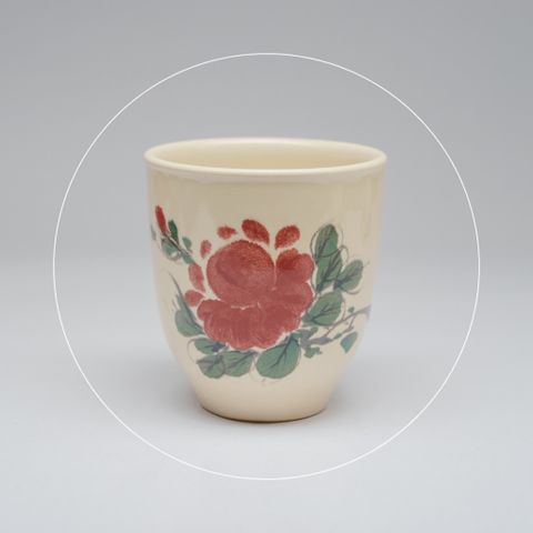  Ly gốm thủ công dung tích 280ml hoạ tiết hoa mẫu đơn 