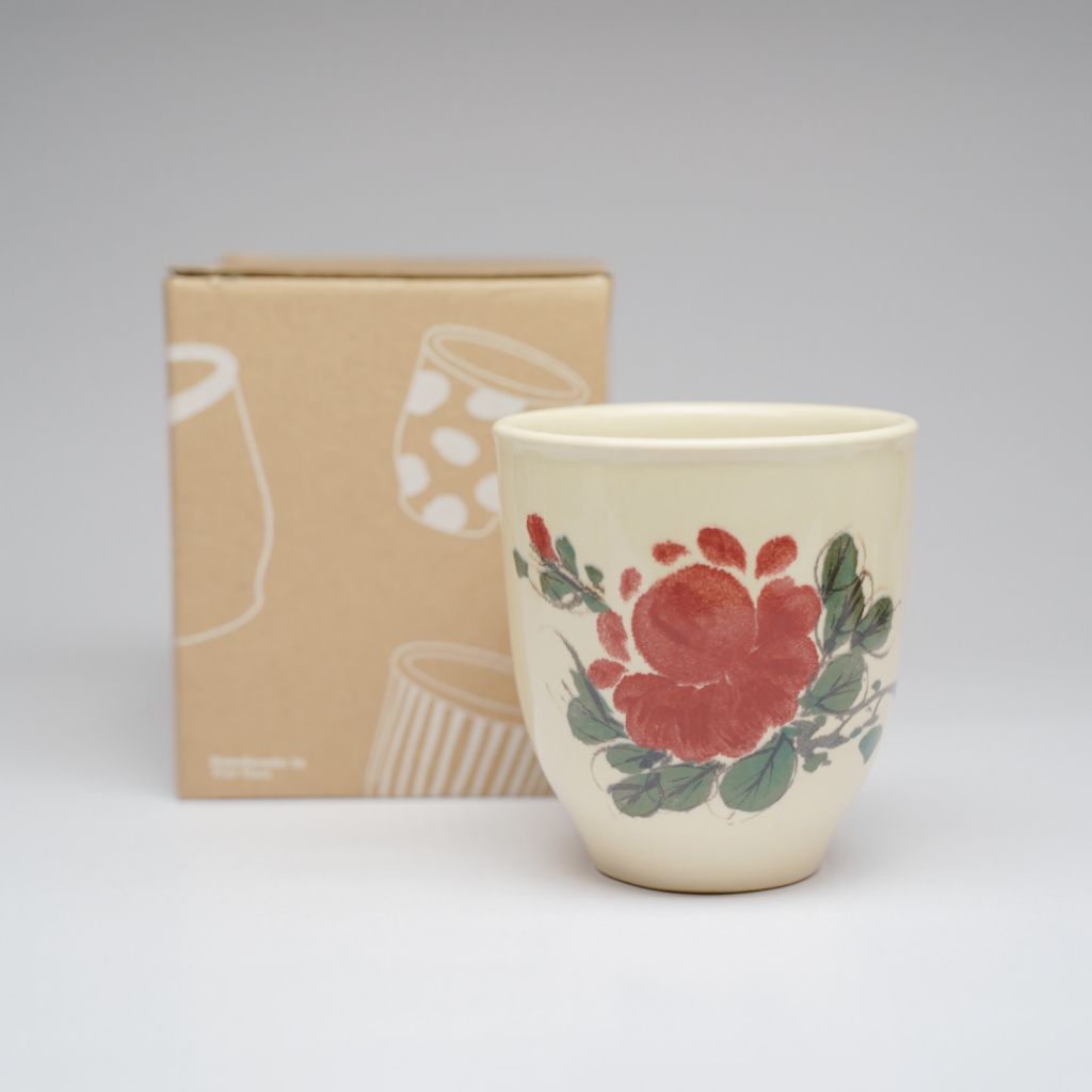 Ly gốm thủ công dung tích 280ml hoạ tiết hoa mẫu đơn 