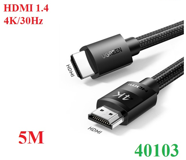  Cáp HDMI 1.4 dài 5M bọc nylon hỗ trợ độ phân giải 4K@30Hz Ugreen 40103 cao cấp 