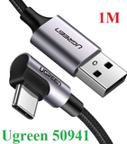  Cáp sạc, dữ liệu USB-A to USB Type-C bẻ góc 90 độ dài 1M Ugreen 50941 cao cấp 